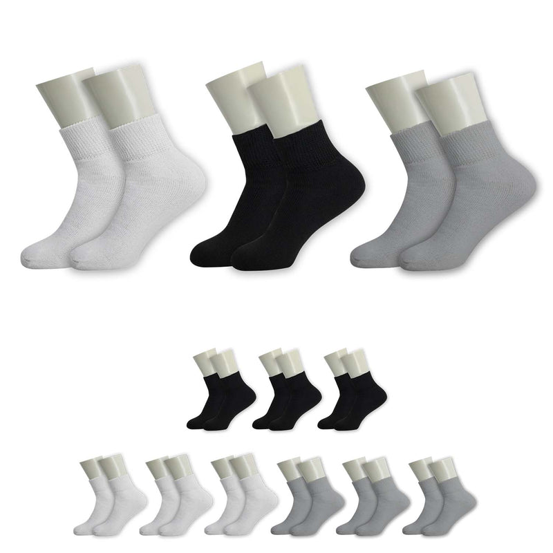 Ankle Loose Fit Diabetic Wholesale Socks Size 10-13 in 3 Assorted Colors - Bulk Case of 120 Pairs