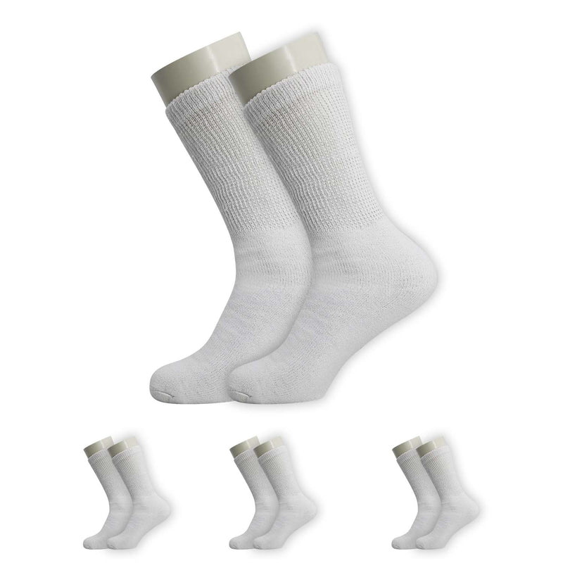 Crew Loose Fit Diabetic Wholesale Socks Size 10-13 in White - Bulk Case of 120 Pairs