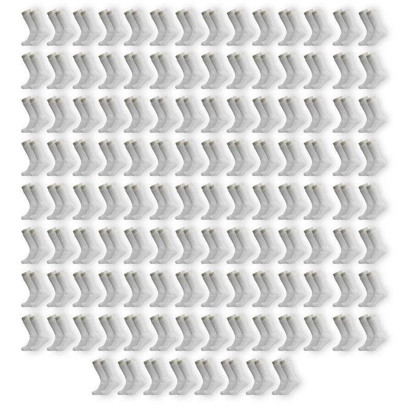 Crew Loose Fit Diabetic Wholesale Socks Size 10-13 in White - Bulk Case of 120 Pairs