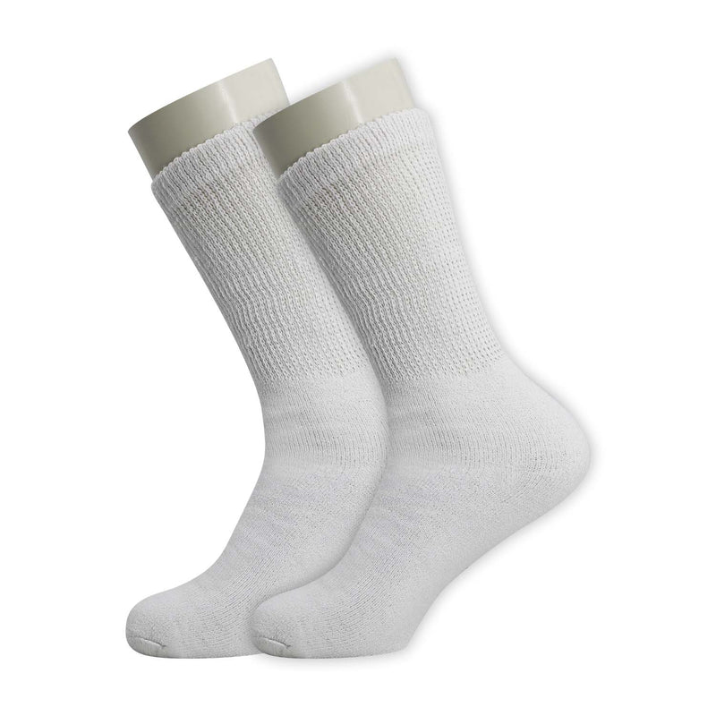 Crew Loose Fit Diabetic Wholesale Socks Size 10-13 in White - Bulk Case of 120 Pairs