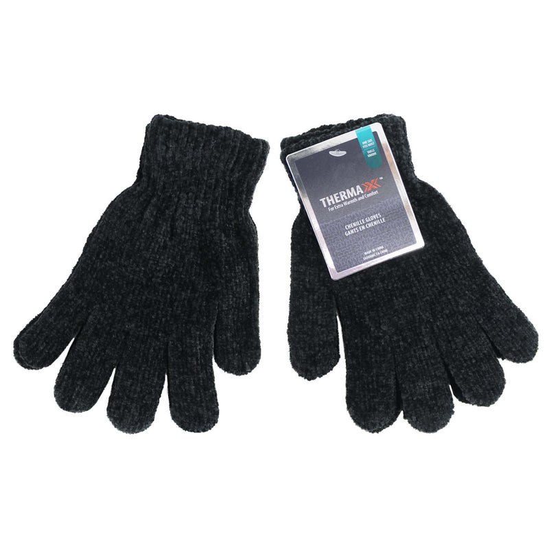Wholesale Winter Unisex Chenille Gloves- One Size Fits Most in 7 Assorted Colors- Bulk Case of 96