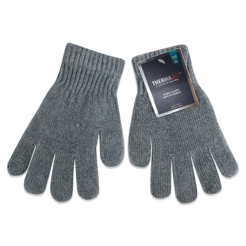 Wholesale Winter Unisex Chenille Gloves- One Size Fits Most in 7 Assorted Colors- Bulk Case of 96